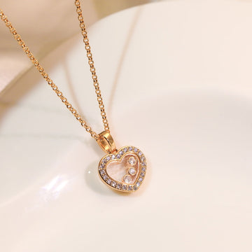 Heart Pedant Diamond Pink Gold Necklace