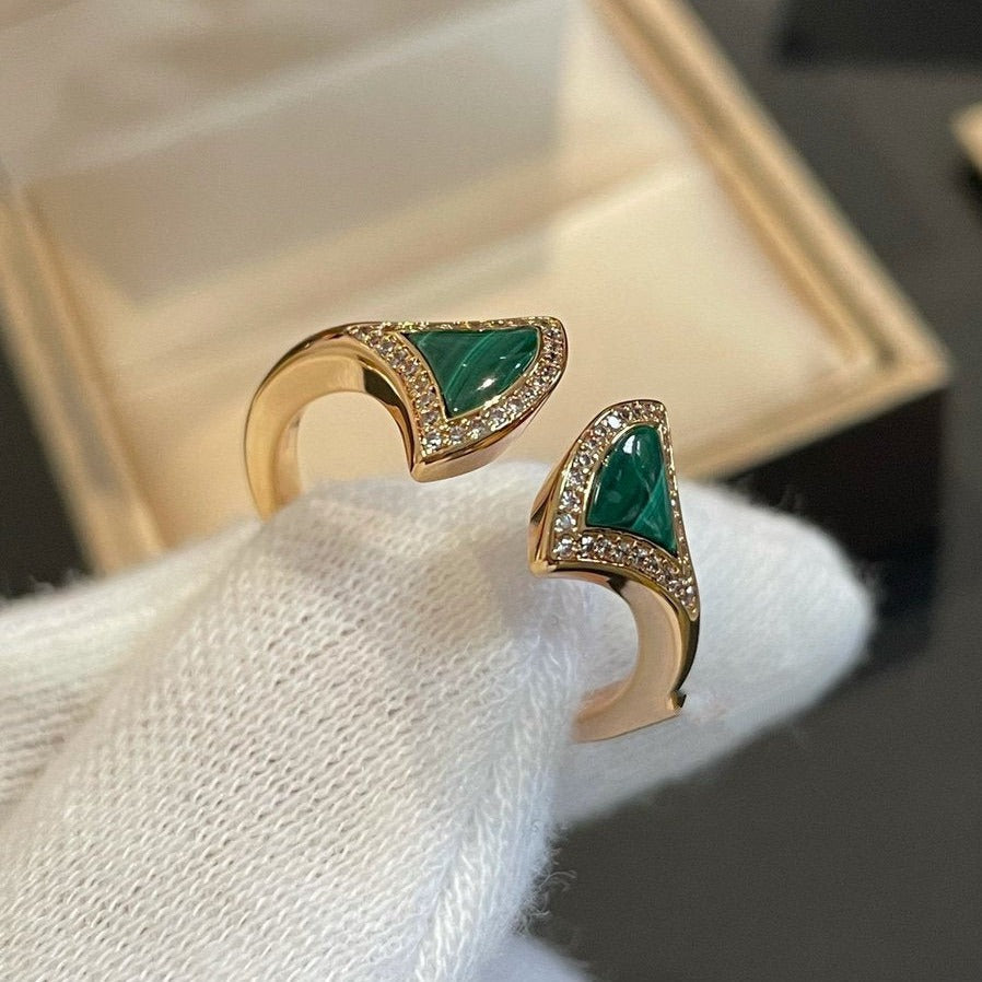 Dream Malachite Diamond Open Ring
