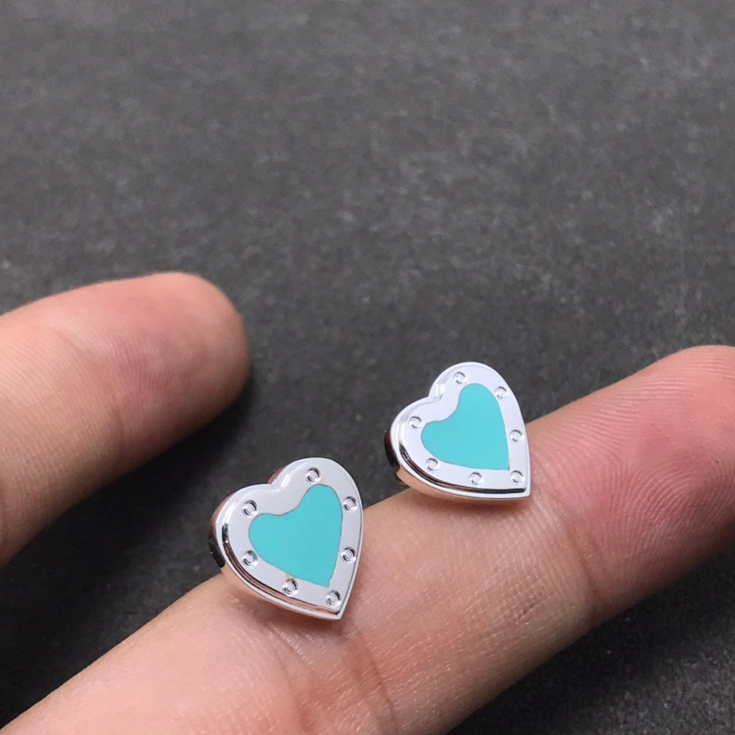 Heart Stud Silver Earrings