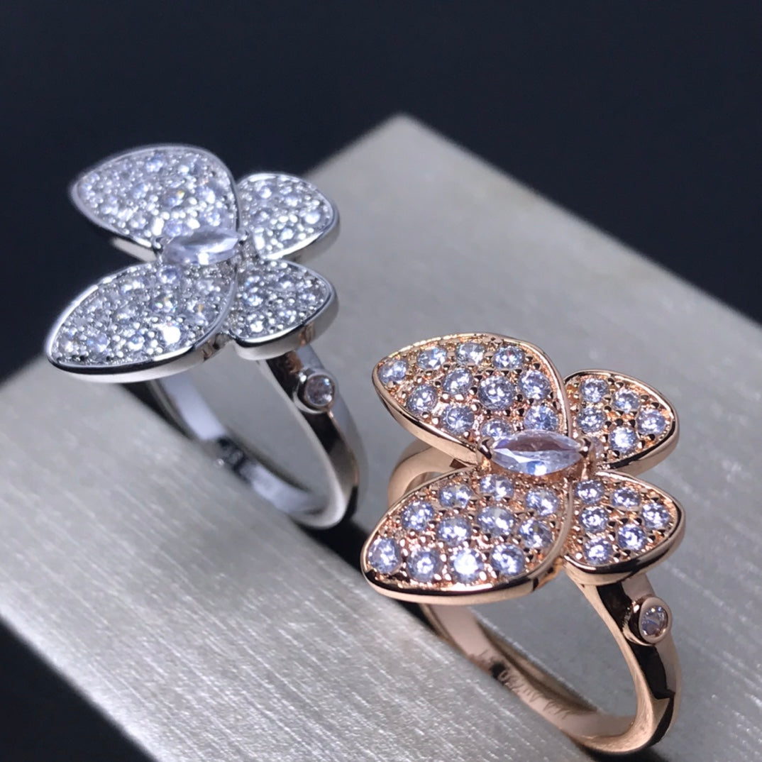 Butterfly Pink Gold Diamond Ring