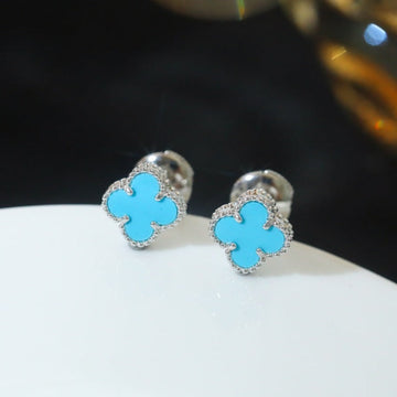 Clover Mini Silver Onyx Stud Earrings