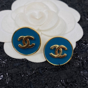 CC Circle Blue Stud Medium Earrings