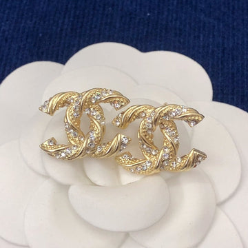 CC Gold Diamond Stud Medium Earrings