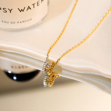 Quatre 2 Row Pedant Gold Diamond Necklace
