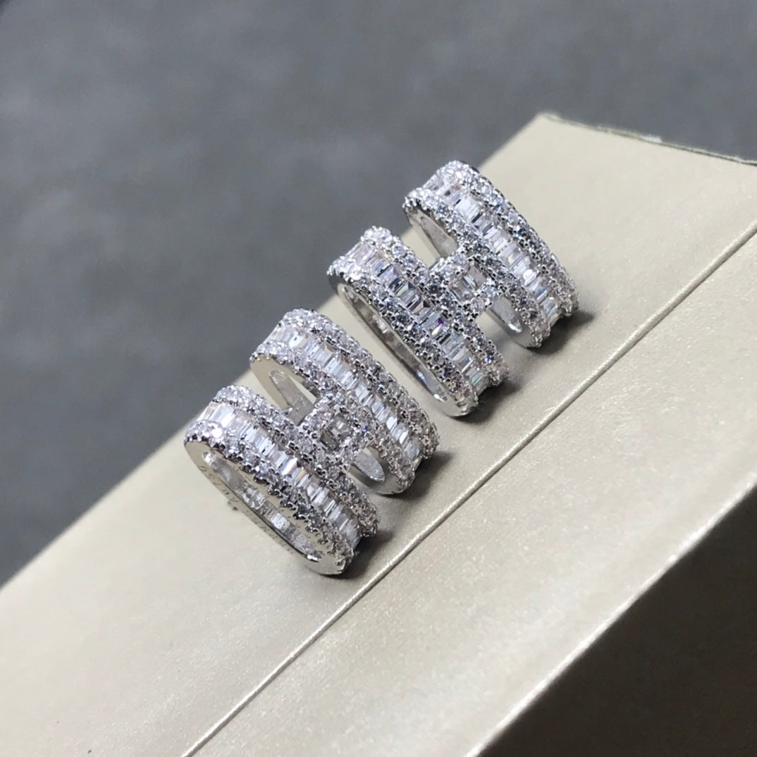 Clic H Silver Diamond Earrings