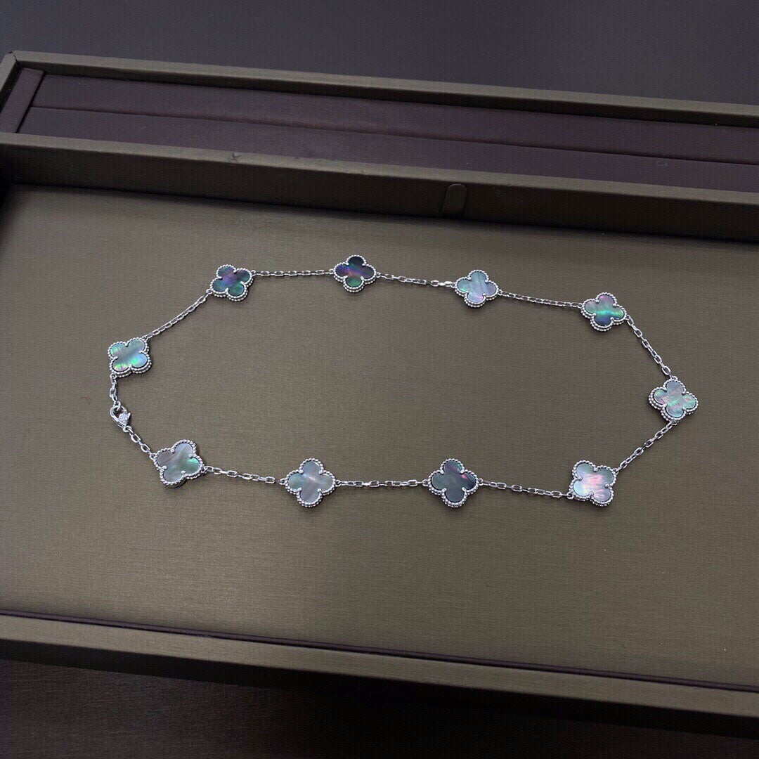 Clover 10 Motifs Dark Mop Necklace