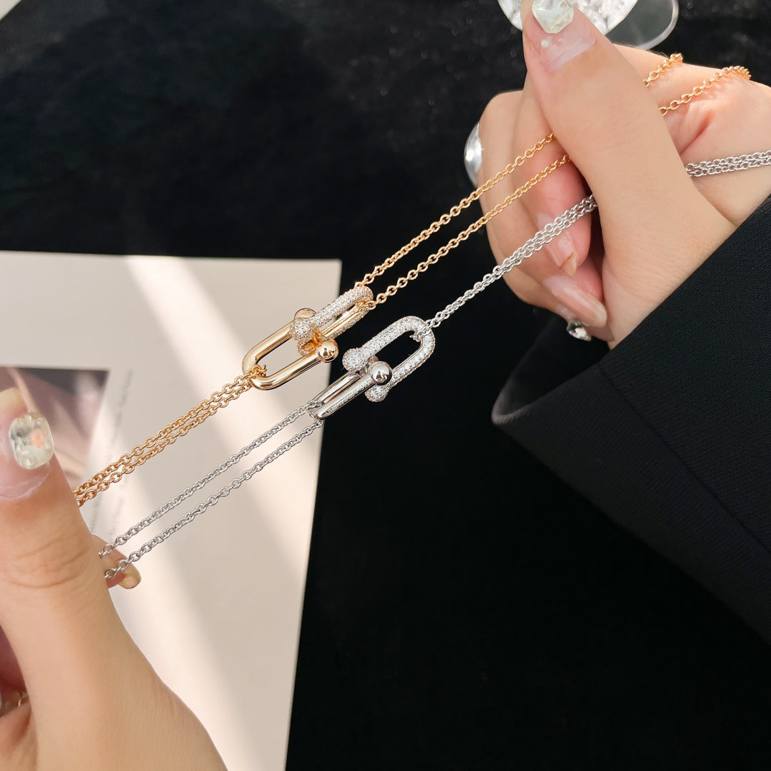 Hardwear Diamond Pedant Double Chain Necklace