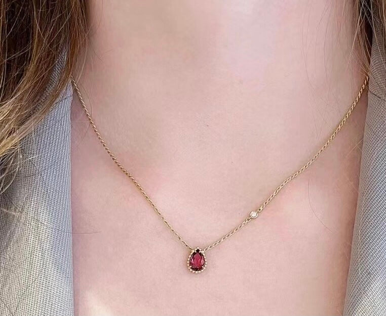 Boheme Carnelian Pink Gold Diamond Necklace