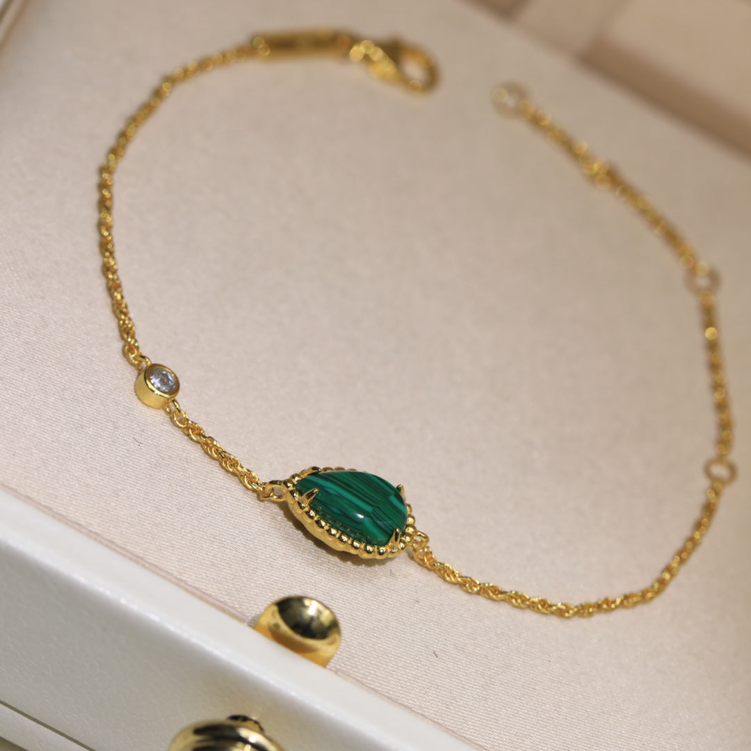 Boheme Malachite Gold Chain Bracelet
