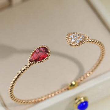 Boheme Carnelian Diamond Pink Gold Open Bracelet