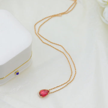 Boheme Carnelian Pink Gold Necklace