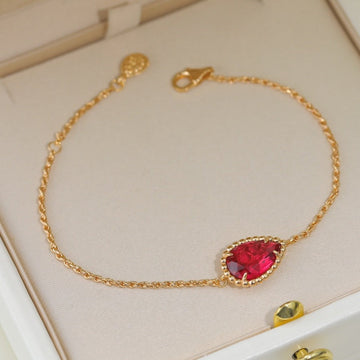 Boheme Carnelian Pink Gold Chain Bracelet