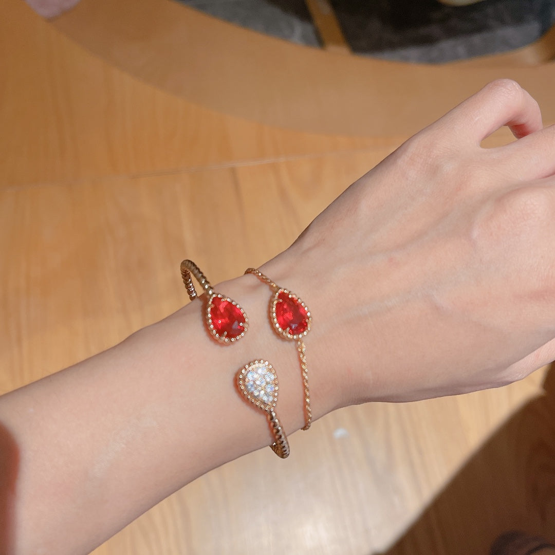 Boheme Carnelian Pink Gold Chain Bracelet