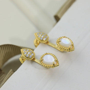 Boheme Mop C Shape Gold Earrings