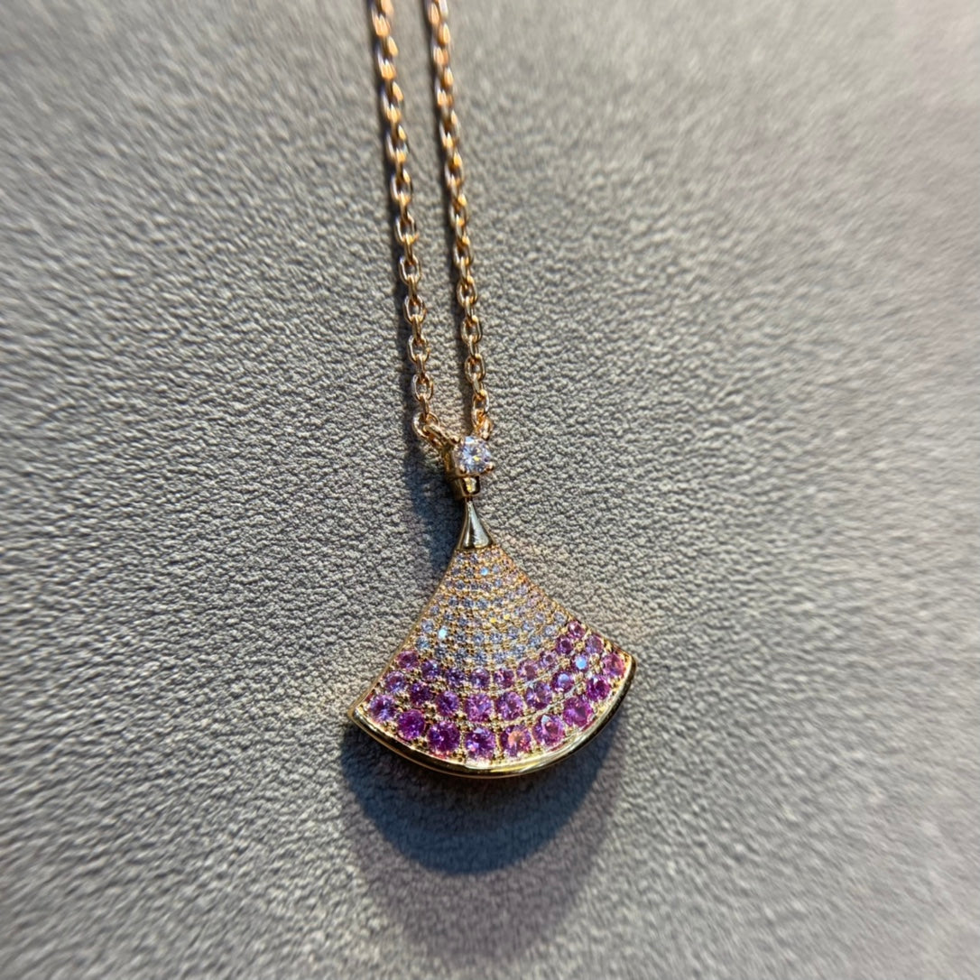 Dream Pink Diamond Paved Necklace
