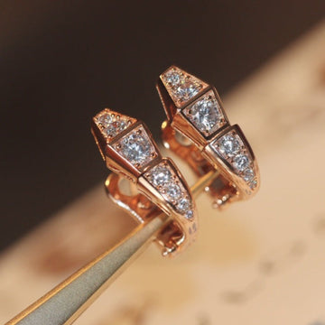 Serpent Pink Gold Diamond Earrings