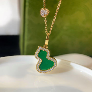 Wulu 2 Motif Malachite Pink Gold Necklace