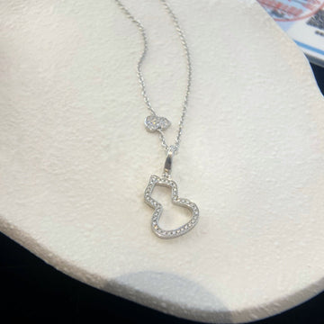 Wulu 2 Motif Diamond Silver Necklace