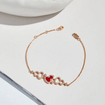 Wulu Diamond 3 Motif Pink Gold Bracelet