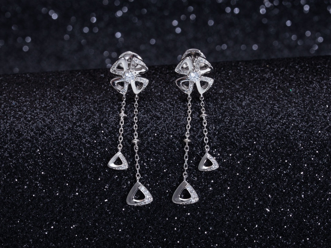Fiorever Silver Diamond Drop Earrings