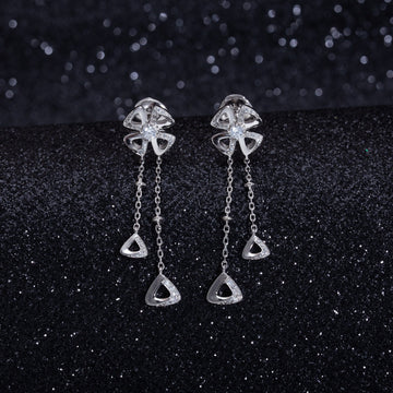Fiorever Silver Diamond Drop Earrings