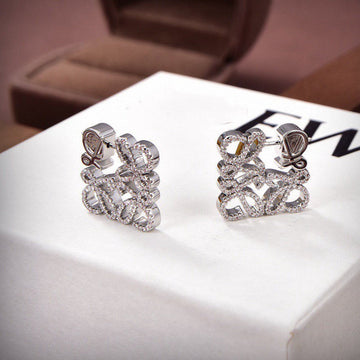 Paved Anagram Silver Earrings