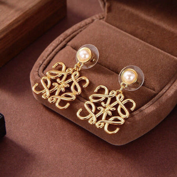 Large Anagram Mop Gold Earrings