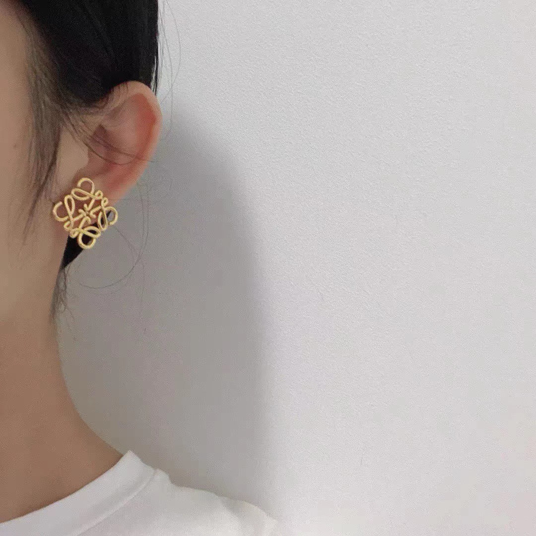 Anagram Large Stud Gold Earrings
