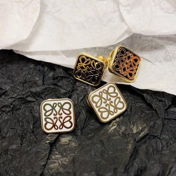 Anagram Gold Stud Square Earrings