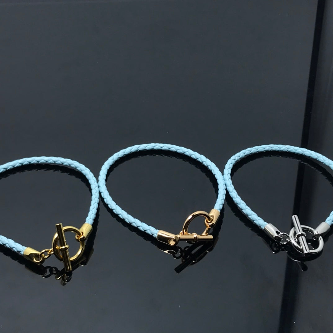 Glenan H Bracelet Light Blue Calfskin