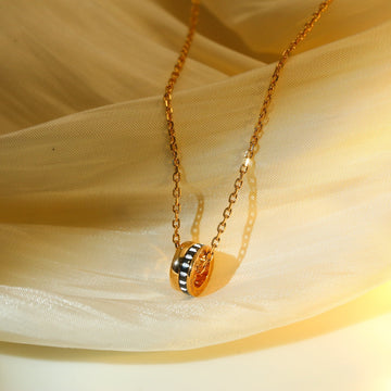 Quatre 2 Row Black Pink Gold Necklace