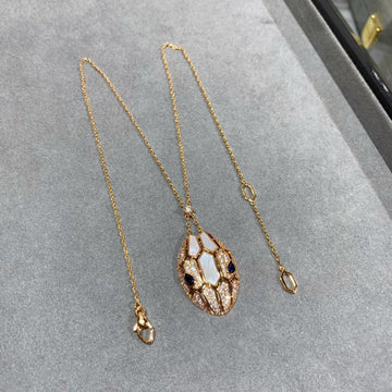 Serpent Pink Gold Diamond Necklace