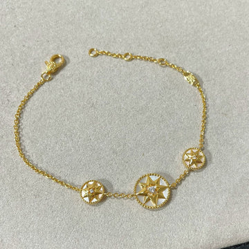 Lucky Star Gold Diamond 3 Motif Bracelet