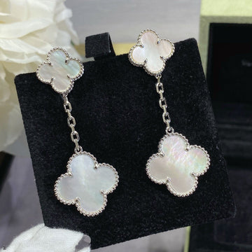 Clover Mop 2 Motifs Silver Earrings