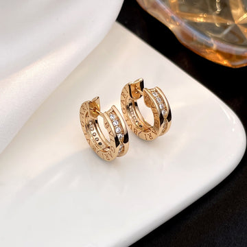Zero 1 Diamond Paved Mini Pink Gold Earrings