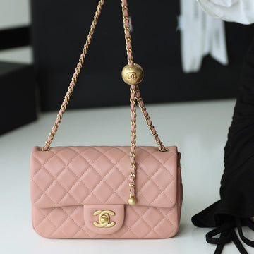 Flap Bag 20CM Baby Pink Lambskin Gold Hardware