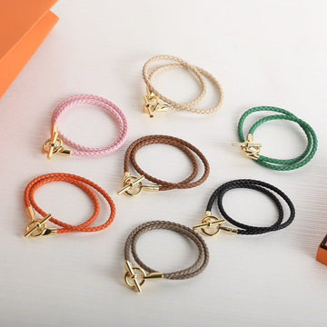 Glenan Double Tour Gold Leather Bracelet