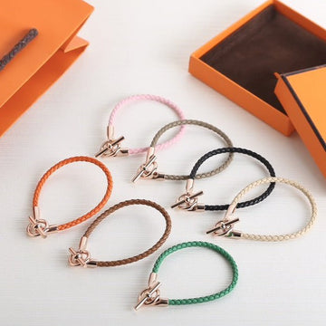 Glenan Pink Gold Leather Bracelet