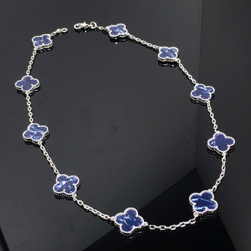 Clover 10 Motif Silver Pietersite Necklace