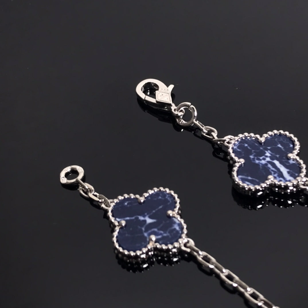 Clover 10 Motif Silver Pietersite Necklace
