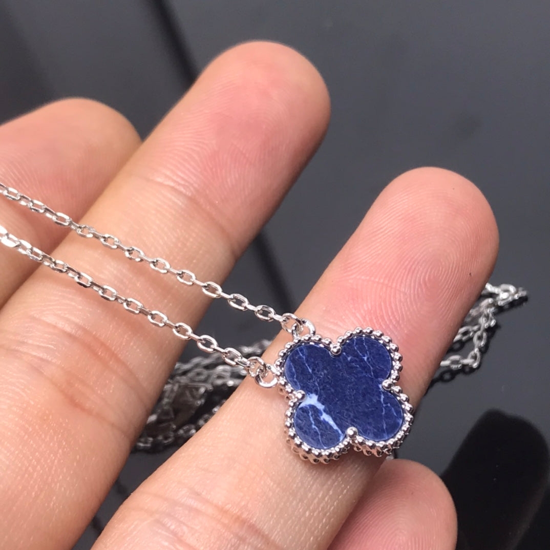 Clover Pietersite Silver Long Necklace