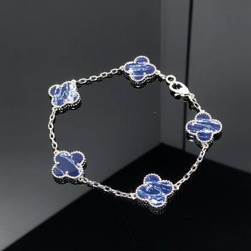 Clover 5 Motif Pietersite Silver Bracelet