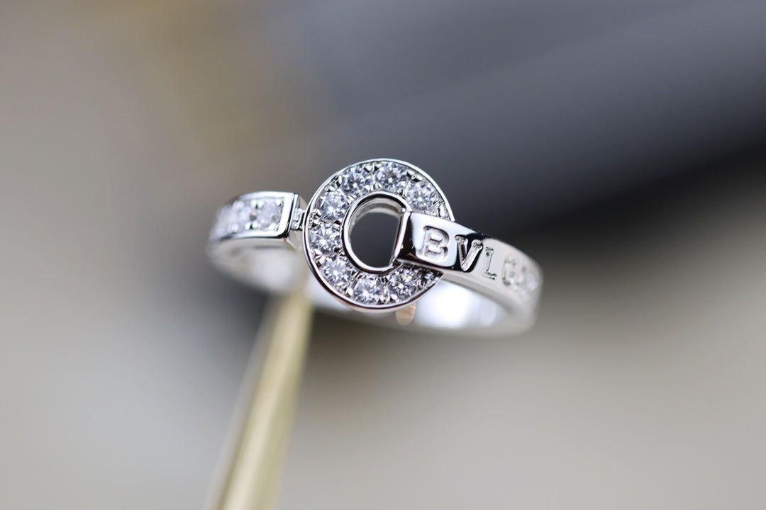 Bv Silver Diamond Ring