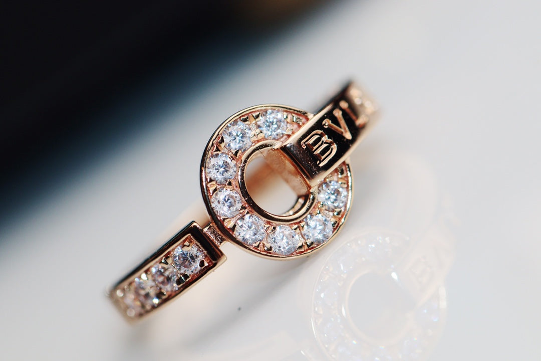 Bv Pink Gold Diamond Ring