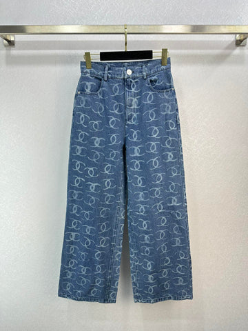 Denim CC Logo Dark Blue White And Silver Jeans