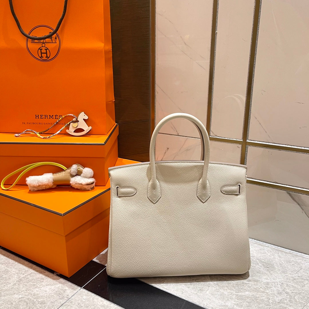 HM Birkin 30CM White Togo Leather Silver Hardware