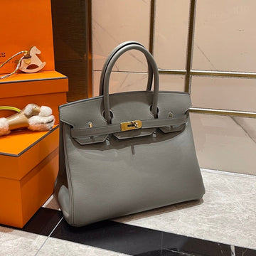 HM Birkin 30CM Grey Swift Leather Gold Hardware