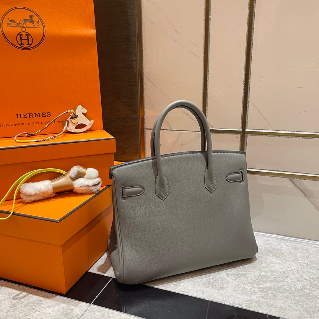 HM Birkin 30CM Grey Swift Leather Gold Hardware
