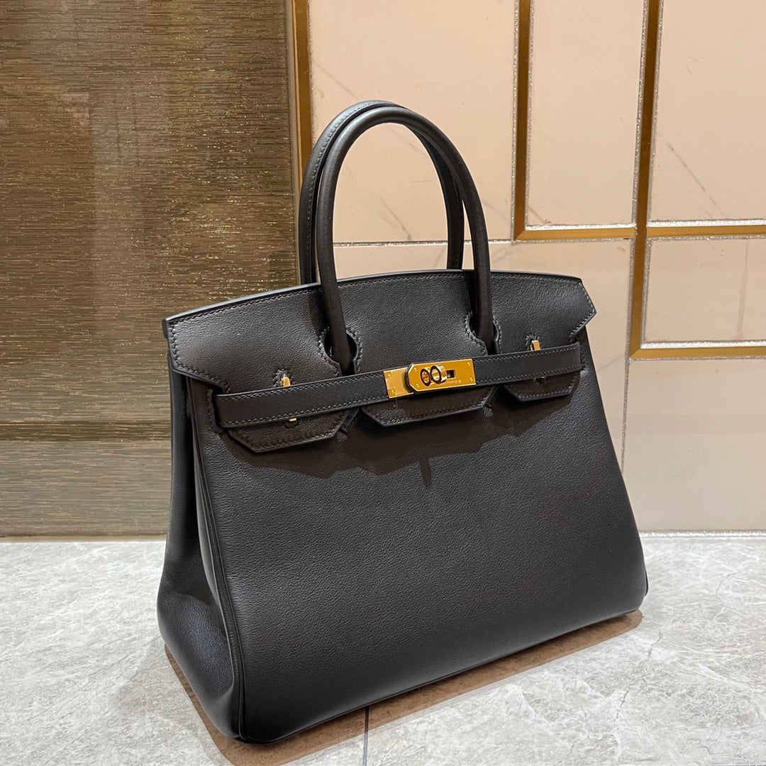 HM Birkin 30CM Black Swift Leather Gold Hardware