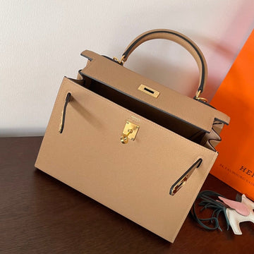 HM Kelly 25CM Beige Epsom Leather Gold Hardware